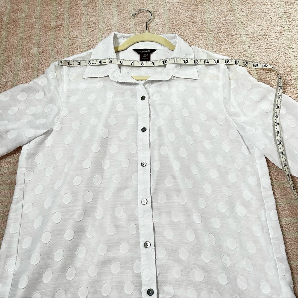 Multiples White Polka Dot Button Down Blouse Shir… - image 5